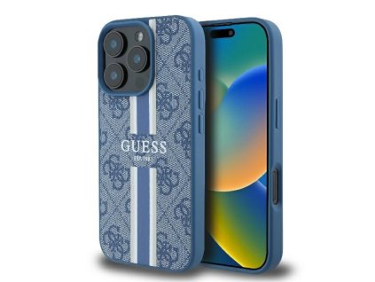 46515 guess pevny kryt 4g s potlacenymi pruhmi a magsafe na iphone 16 pro guhmp16lp4rpsb modry
