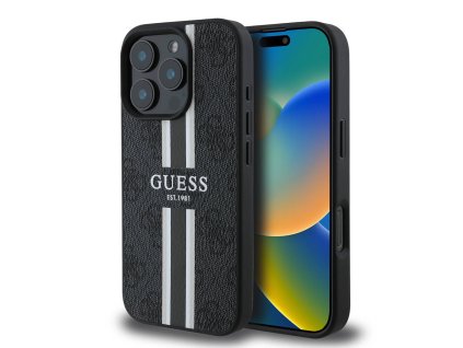 45402 guess pevny kryt 4g s potlacenymi pruhmi a magsafe na iphone 16 pro max guhmp16xp4rpsk cierny
