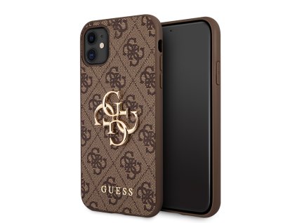 46740 guess pevny kryt 4g s velkym kovovym logom na iphone 11 guhcn614gmgbr hnedy