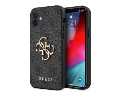 46749 guess pevny kryt 4g s velkym kovovym logom na iphone 12 iphone 12 pro guhcp12m4gmggr sivy