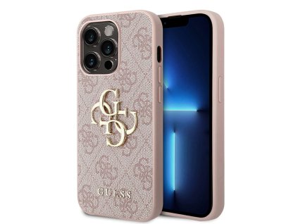 45954 guess pevny kryt 4g s velkym kovovym logom na iphone 15 pro max guhcp15x4gmgpi ruzovy