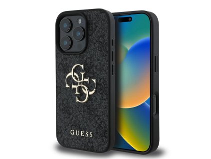 45513 guess pevny kryt 4g s velkym logom na iphone 16 pro max guhcp16x4gmggr cierny
