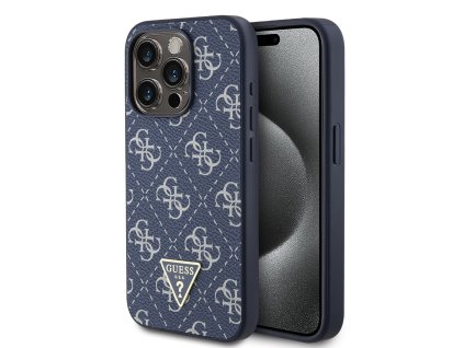 44991 guess pevny kryt 4g triangle metal logo na iphone 15 pro guhcp15lpg4gpb modry