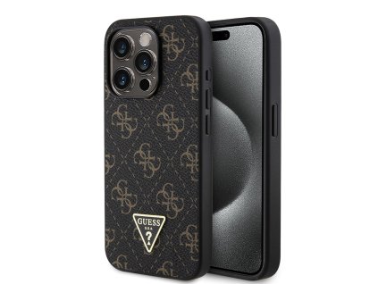 44994 guess pevny kryt 4g triangle metal logo na iphone 15 pro guhcp15lpg4gpk cierny