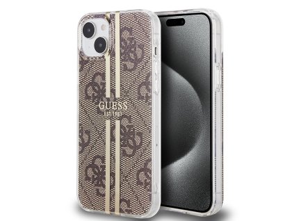 44973 guess pevny kryt iml 4g gold stripe na iphone 15 guhcp15sh4psegw hnedy