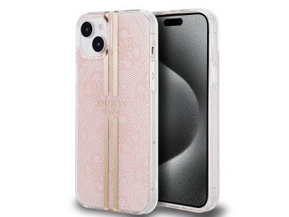 44928 guess pevny kryt iml 4g gold stripe na iphone 15 plus guhcp15mh4psegp ruzovy
