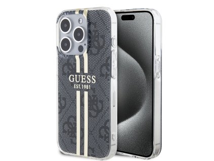 44955 guess pevny kryt iml 4g gold stripe na iphone 15 pro guhcp15lh4psegk cierny