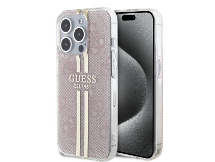 44967 guess pevny kryt iml 4g gold stripe na iphone 15 pro guhcp15lh4psegp ruzovy