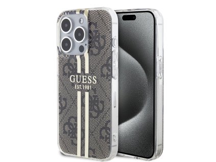 44943 guess pevny kryt iml 4g gold stripe na iphone 15 pro guhcp15lh4psegw hnedy