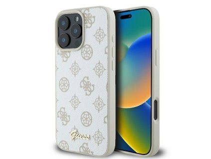 44520 guess pivonkovy kryt s napisom a magsafe na iphone 16 pro guhmp16lpgpysh biely