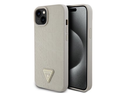 44256 guess puzdro s krokodilim vzorom a kovovym trojuholnikovym logom na iphone 15 guhcp15spcrthcd zlate