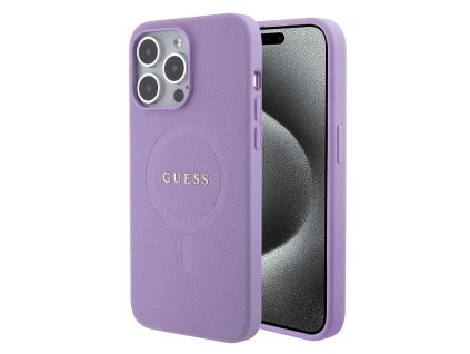 44637 guess saffiano magsafe kryt na iphone 15 pro guhmp15lpsahmcu fialovy