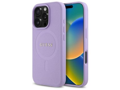 44610 guess saffiano magsafe kryt na iphone 16 pro max guhmp16xpsahmcu fialovy