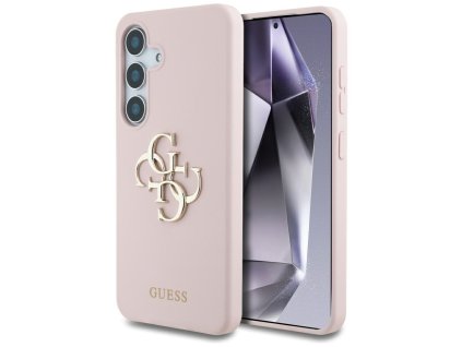55053 guess silicone 4g big metal logo guhcs25ss4smdp silikonovy ochranny kryt s velkym 4g kovovym logom pre samsung galaxy s25 ruzovy