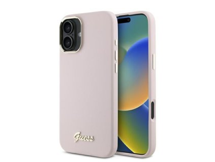 42627 guess silikonovy napis metal logo ram guhcp16msmbslp puzdro pre iphone 16 plus ruzova