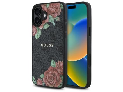 49569 guess tvrdy obal 4g flower print magsafe guhmp16sp4ropemck iphone 16 cierny