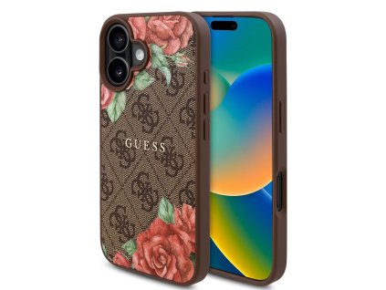49581 guess tvrdy obal 4g flower print magsafe guhmp16sp4ropemcw iphone 16 hnedy