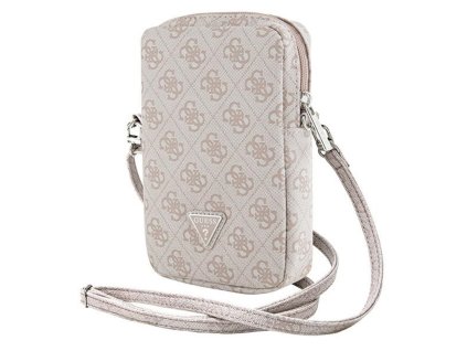 49146 guess universal phone pouch zip 4g triangle univerzalne puzdro na telefon guwbzp4gftsp saffiano koza nastavitelny popruh ruzove