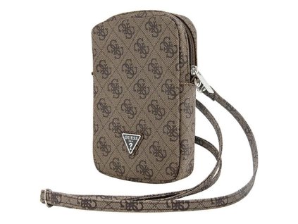49149 guess universal phone pouch zip 4g triangle univerzalne puzdro na telefon guwbzp4gftsw saffiano koza nastavitelny popruh hnede