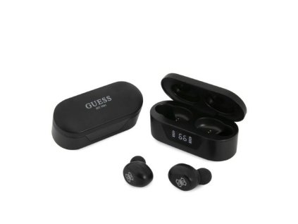 49434 guess wireless earbuds bezdrotove sluchadla gutwst31ek bluetooth 5 0 tws usb c led displej dokovacia stanica ipx4 cierne