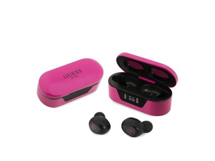 49431 guess wireless earbuds bezdrotove sluchadla gutwst31em bluetooth 5 0 tws usb c led displej dokovacia stanica ipx4 magenta
