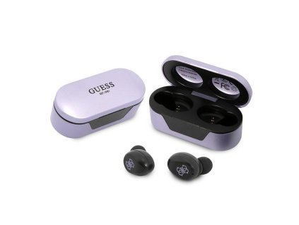 49428 guess wireless earbuds bezdrotove sluchadla gutwst31eu bluetooth 5 0 tws usb c led displej dokovacia stanica ipx4 fialove
