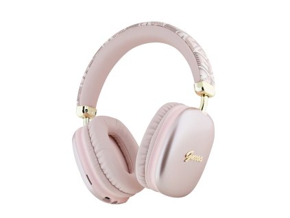 49470 guess wireless headphones gcube metallic script logo bezdrotove sluchadla gubhk1gctcsp over ear bluetooth 5 3 400mah ruzove