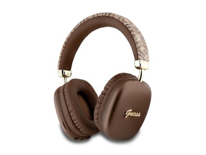 49473 guess wireless headphones gcube metallic script logo bezdrotove sluchadla gubhk1gctcsw over ear bluetooth 5 3 400mah hnede