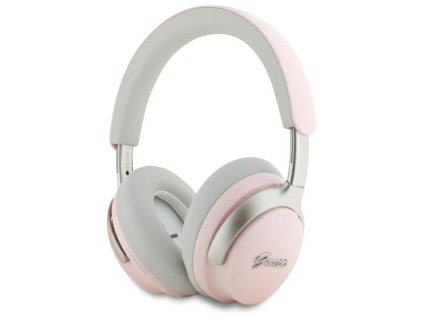 49599 guess wireless headphones metal script logo bezdrotove sluchadla gubhc22psbcsmp bluetooth anc on ear ruzove