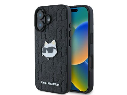 53715 karl lagerfeld hardcase leather monogram klhcp16spgklchpk puzdro na iphone 16 choupette head pin