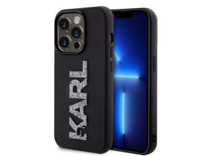 45651 karl lagerfeld 3d design kryt na iphone 15 pro max klhcp15x3dmbkck gumovy kryt s trblietkami a logom