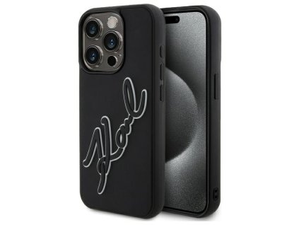 49533 karl lagerfeld 3d design tvrdy obal na telefon klhcp15l3drksdlk iphone 15 pro guma signature