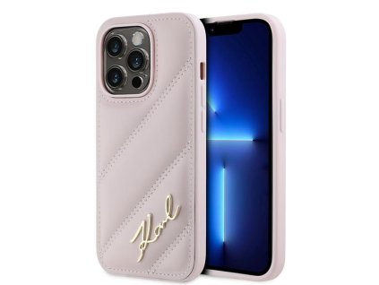 46089 karl lagerfeld diagonal quilted script kryt na iphone 14 pro klhcp14lpqdsmgp ruzovy