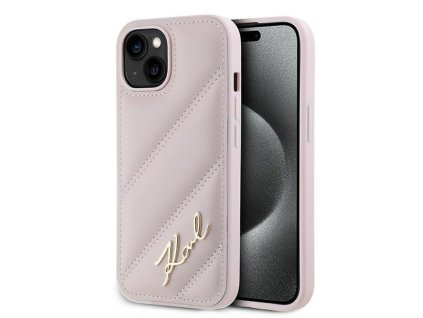 46062 karl lagerfeld diagonal quilted script kryt na iphone 15 plus klhcp15mpqdsmgp ruzovy