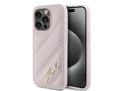 46077 karl lagerfeld diagonal quilted script kryt na iphone 15 pro max klhcp15xpqdsmgp ruzovy