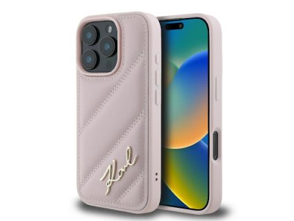 46092 karl lagerfeld diagonal quilted script kryt na iphone 16 pro klhcp16lpqdsmgp ruzovy