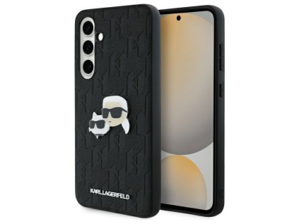 56520 karl lagerfeld hardcase leather klhcs24fepgklkcpk kozene tvrde puzdro karl choupette head pin pre samsung galaxy s24 fe cierny dizajn s odznakom