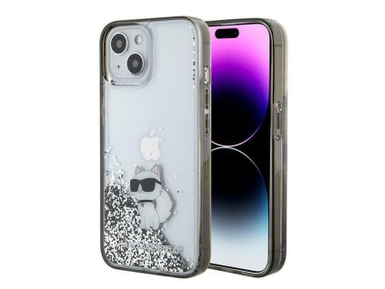 56256 karl lagerfeld hardcase liquid glitter klhcp15slkcnsk tvrde puzdro s tekutym trblietavym efektom a choupette motivom pre iphone 15 priehladne
