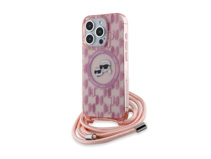 45030 karl lagerfeld iml magsafe crossbody kryt na iphone 15 pro klhmp15lhckcklcp ruzovy monogram karl choupette hlava