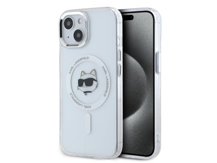 43920 karl lagerfeld iml magsafe kryt na iphone 15 klhmp15shlschh biela kovova choupette hlava