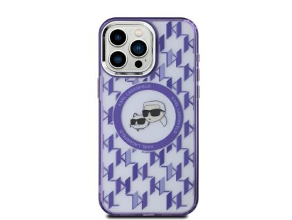 45336 1 karl lagerfeld iml magsafe kryt na iphone 15 klhmp15shmckmhu fialovy monogram karl choupette hlava