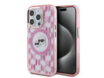 45087 karl lagerfeld iml magsafe kryt na iphone 15 pro klhmp15lhmckmhp ruzovy monogram karl choupette hlava