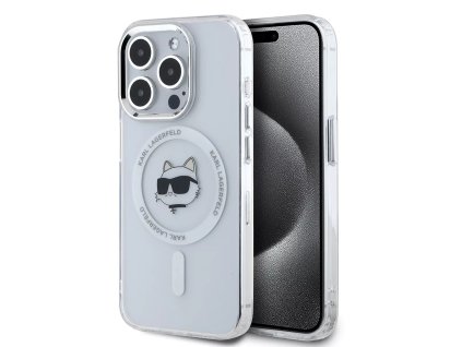 43929 karl lagerfeld iml magsafe kryt na iphone 15 pro max klhmp15xhlschh biela kovova choupette hlava