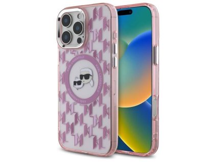 43101 karl lagerfeld iml magsafe kryt na iphone 16 pro max klhmp16xhmckmhp ruzovy monogram karl choupette hlava