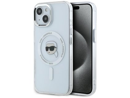 58623 karl lagerfeld iml magsafe kryt pre iphone 15 biely s kovovym logom karl