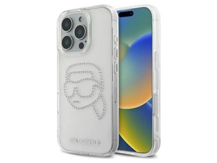 49563 karl lagerfeld iml rhinestones tvrdy obal na telefon klhcp16lhkhdcelt iphone 16 pro karl head transparentny
