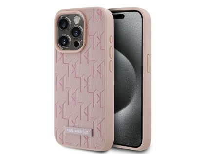 45249 karl lagerfeld kozeny kryt s magsafe na iphone 15 pro max klhmp15xpkhporpp ruzovy monogram kovove logo