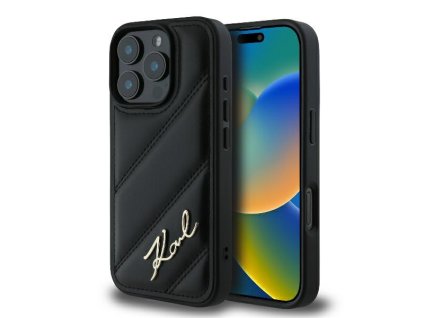 57828 karl lagerfeld kryt diagonal quilted script pre iphone 16 pro cierny