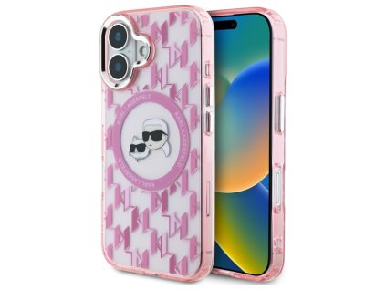 42624 karl lagerfeld obal magsafe iml klhmp16shmckmhp iphone 16 ruzovy monogram hlava karla choupette