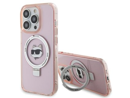 43029 karl lagerfeld pevny kryt s prstenom a magsafe na iphone 15 pro max klhmp15xhmrschp ruzova choupette head